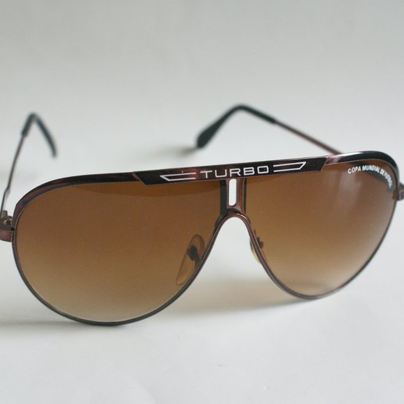 NWOT TruVintage w/"Turbo" logo Classic Sports Aviator Sunglasses w/ amber lens - Picture 1 of 4